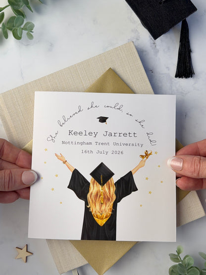 Personalised Graduation Card - Custom University Graduation Card for Her, Congratulations Card, Hair Colour Customisation