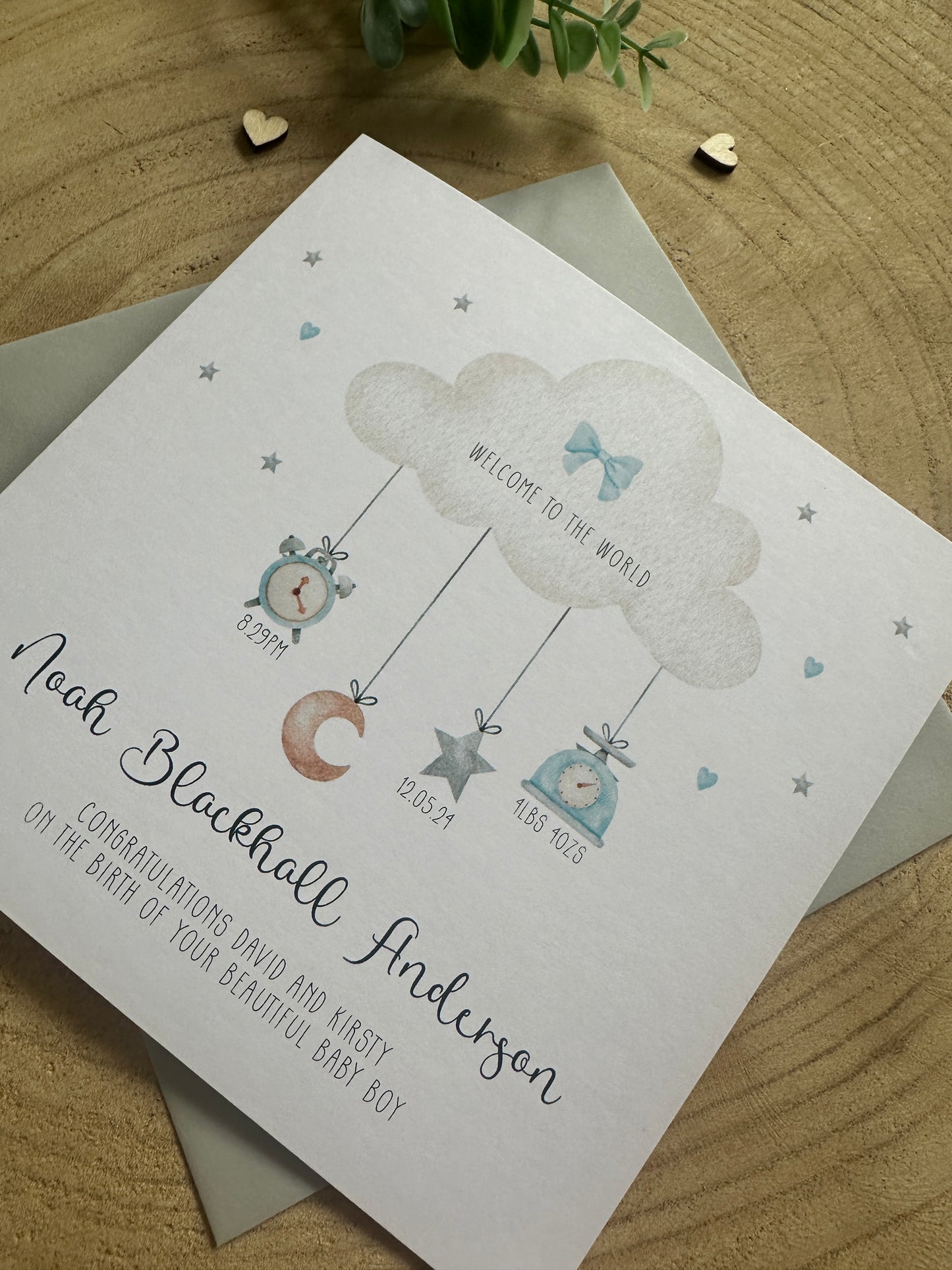 Personalised Handmade New Baby Girl Congratulations Card English or Welsh Llongyfarchiadau Welcome to the World Croeso i'r Byd