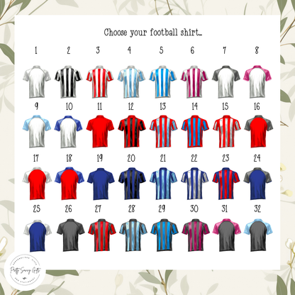 Personalised Football Shirt Birthday Card - Any Age, Any Relation, 64 Shirt Colours