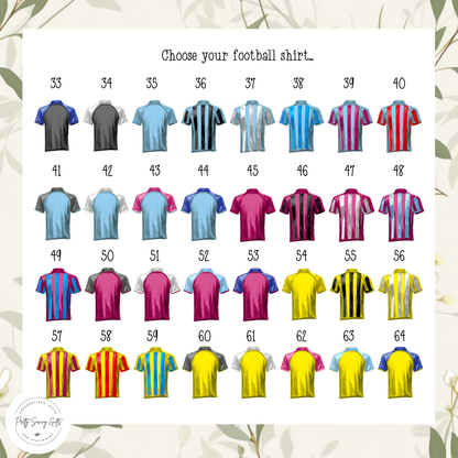 Personalised Football Shirt Birthday Card - Any Age, Any Relation, 64 Shirt Colours