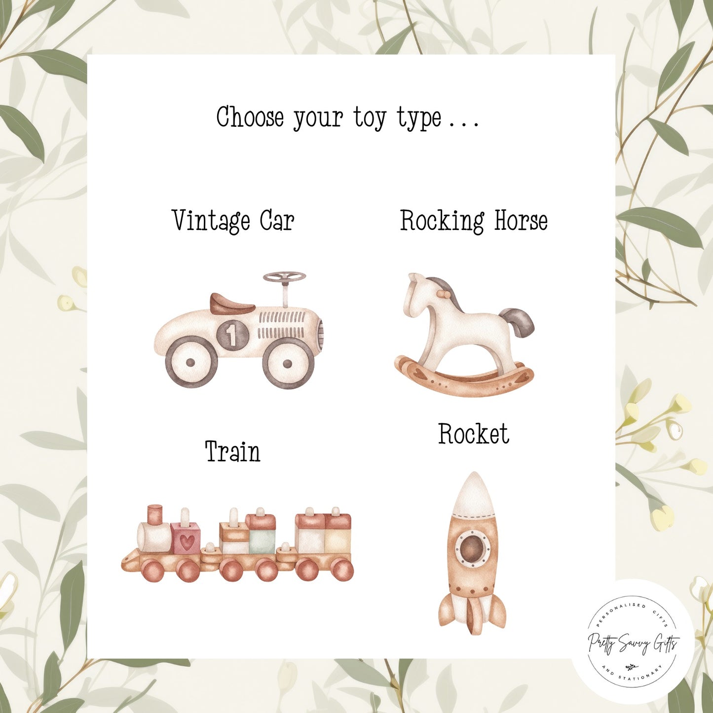 Personalised Toy Storage Basket - Wooden Toys, Vintage Toy Themed, Neutral Decor