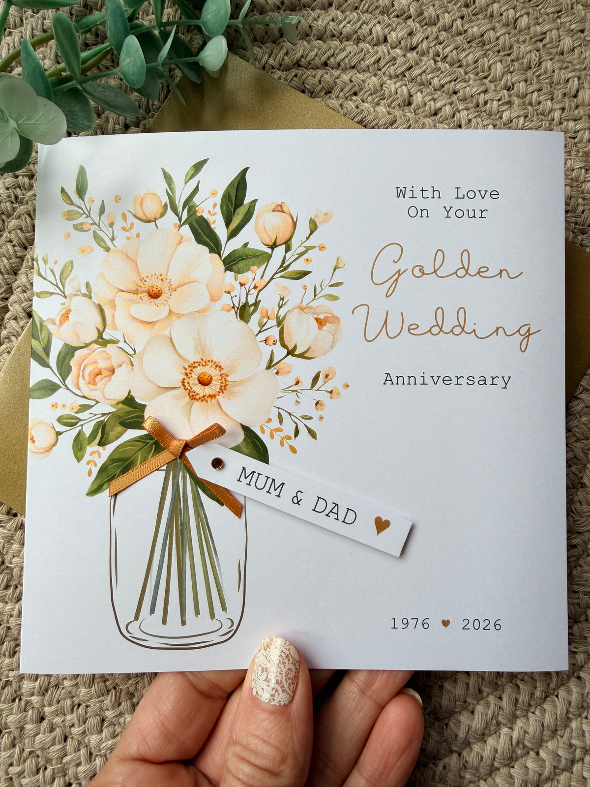 Personalised Golden Wedding Anniversary Card, 50th Anniversary or Any Number of Years