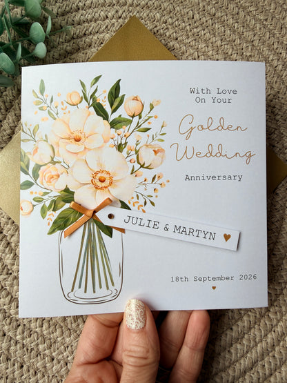 Personalised Golden Wedding Anniversary Card, 50th Anniversary or Any Number of Years