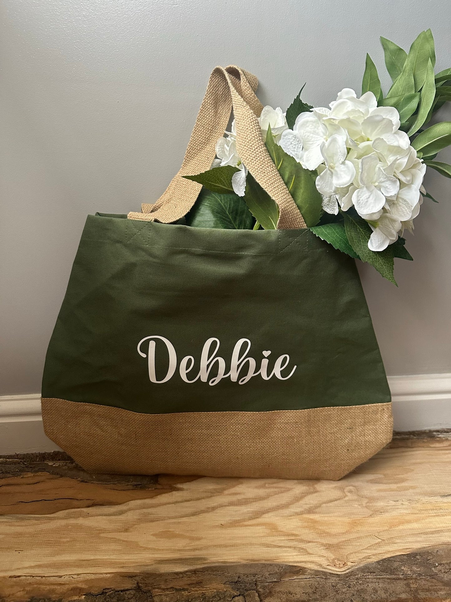 Personalised Large Tote Bag - Available in Navy, Green or Mustard - Perfect for you, a friend, teacher or wife