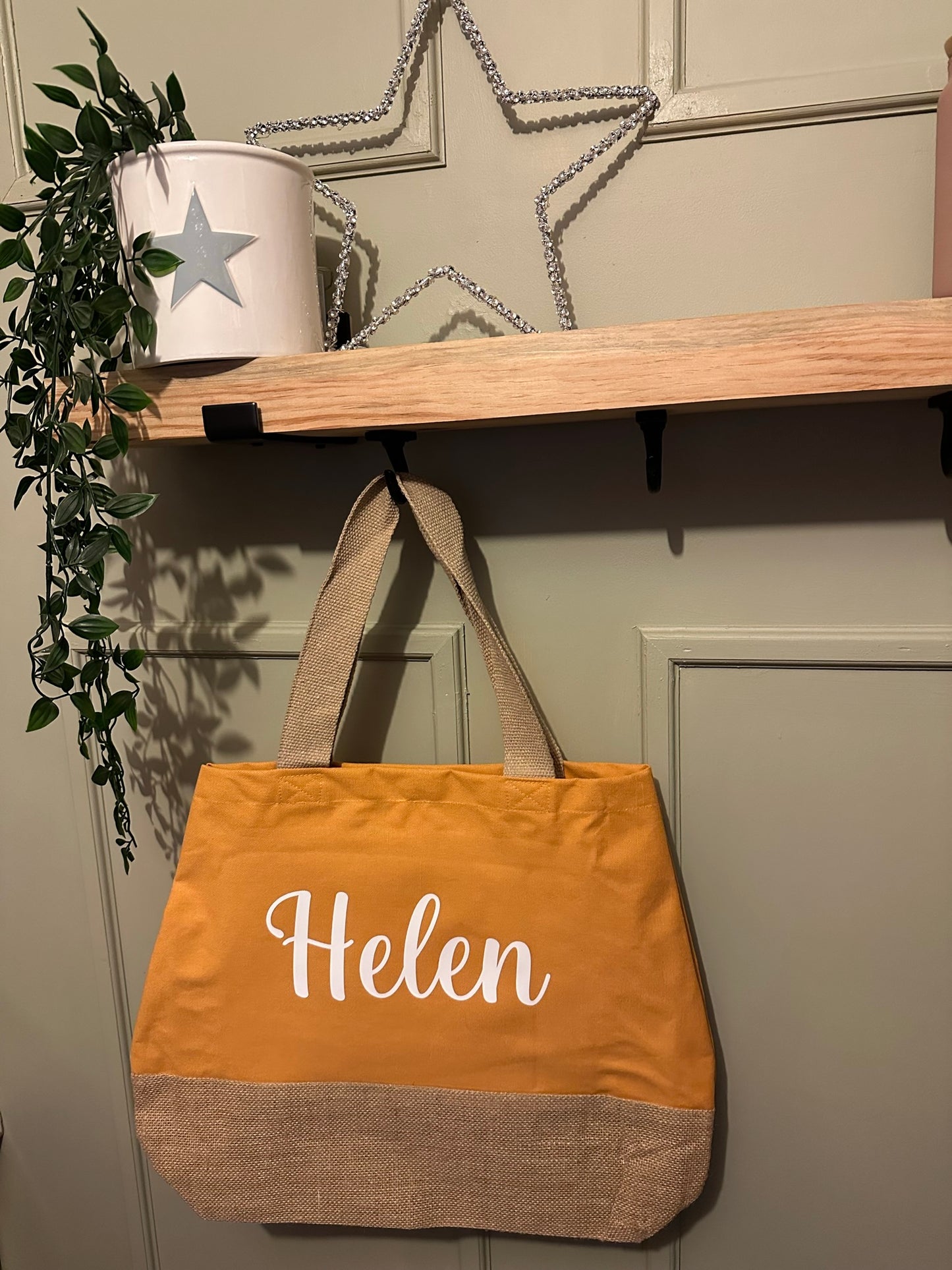 Personalised Large Tote Bag - Available in Navy, Green or Mustard - Perfect for you, a friend, teacher or wife