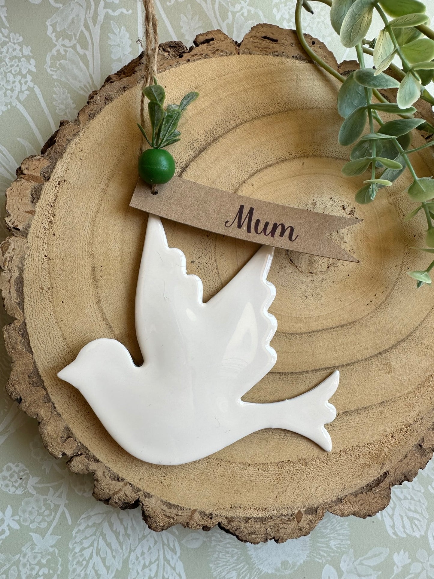 Personalised Enamel Dove Decoration