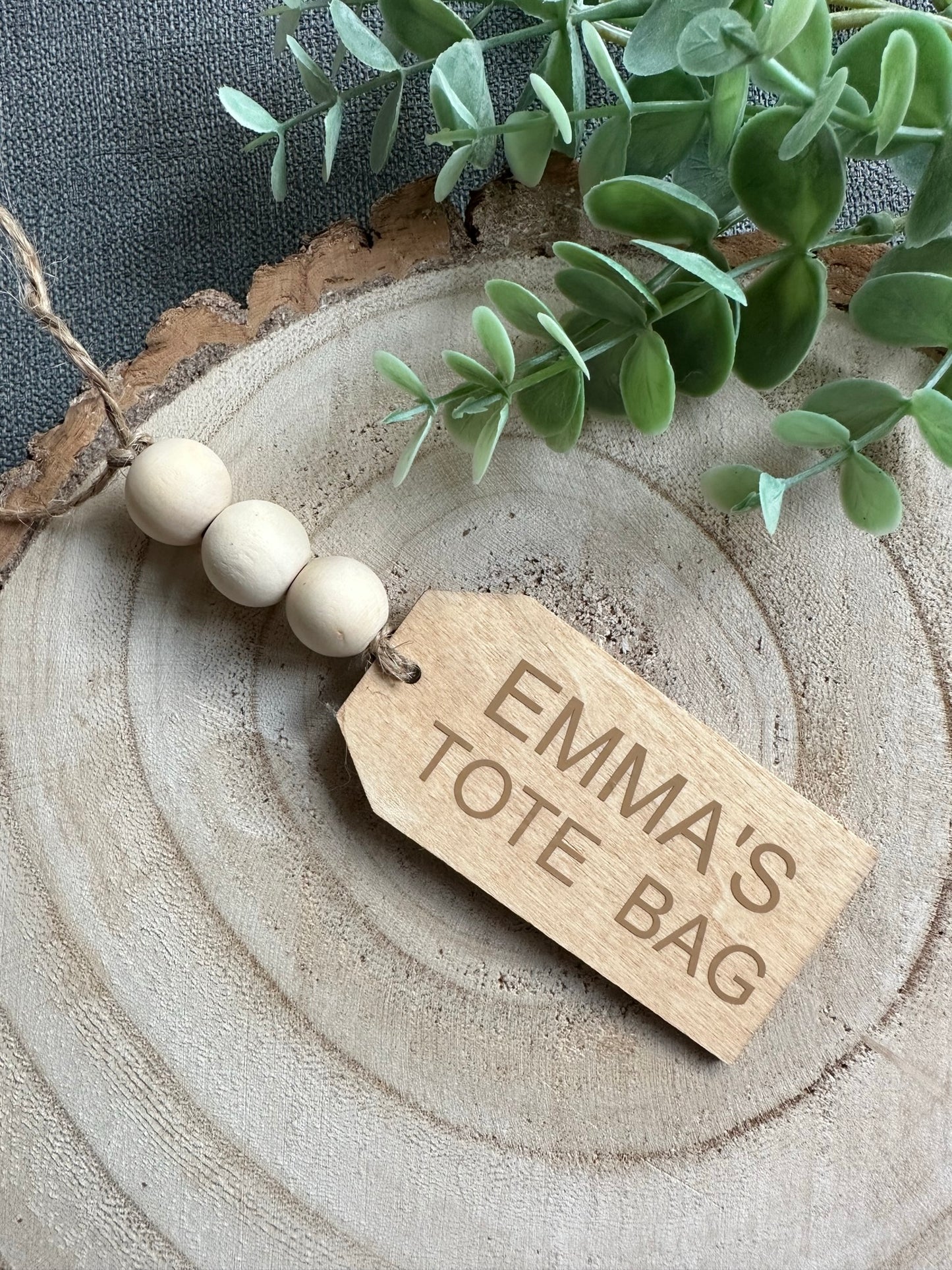 Personalised Wooden Tote Bag Tag - Natural - Perfect for adding to any tote bag