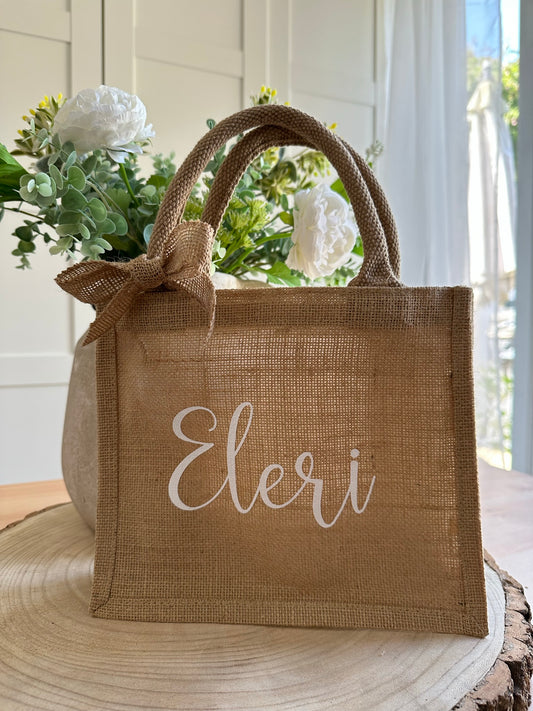 Personalised Mini Tote Bag - Natural - Perfect Bag, Lunch Bag, Gift Bag - Great gift for Bridesmaids and Teachers