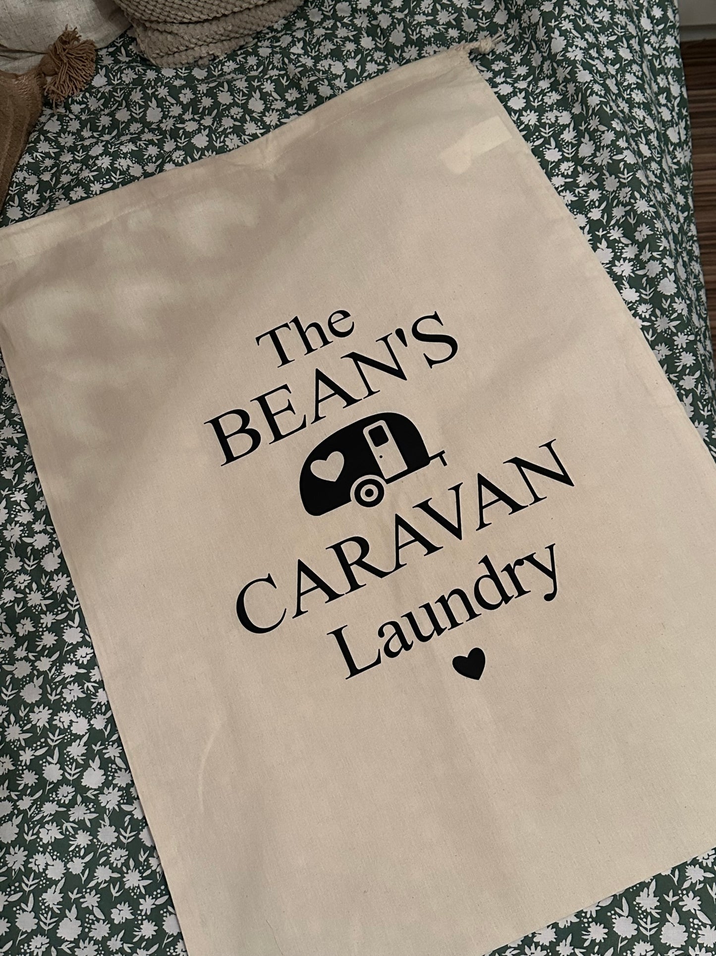 Personalised X Large Caravan Laundry Sack - Caravanning - English or Welsh - Drawstring Bag, Washing Bag, Laundry, Family Name