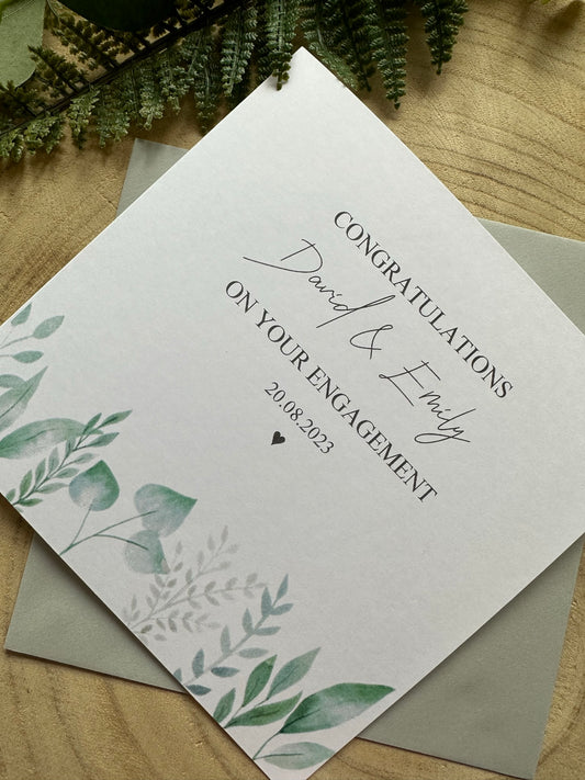 Personalised Engagement Card - Leaves