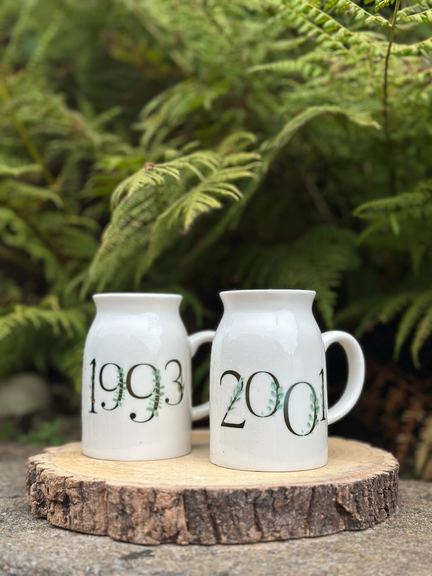 Personalised Ceramic Vase - Mini & Midi Jugs, Two Sizes, Birth Year, Special Birthday, Flower Vase, Pencil Pot, Make Up Brush Pot, Any Year