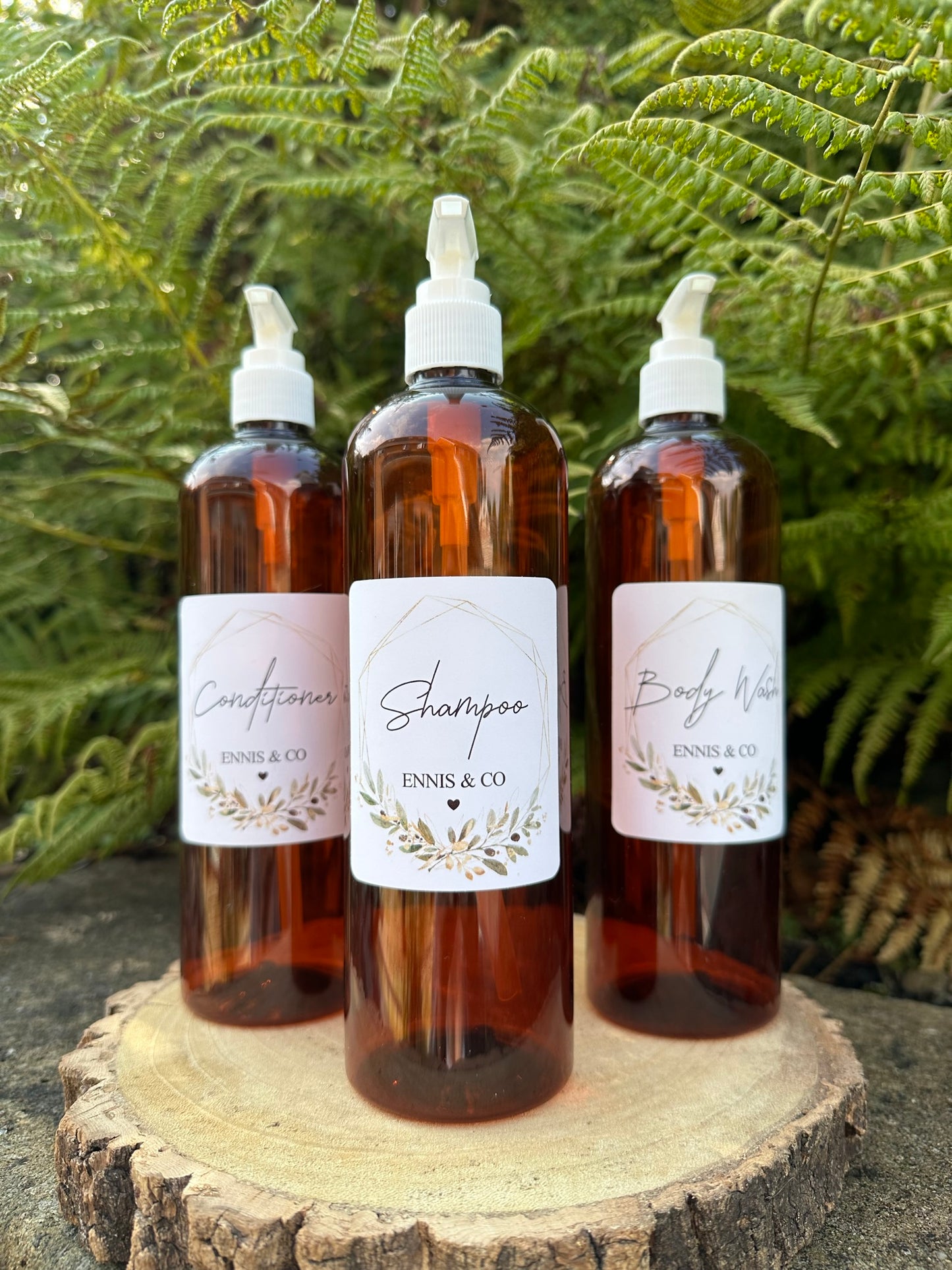 Refillable Personalised Amber Bathroom Bottles - Any Wording 3 or 4 bottles - Surname, Street Name or House Name, Declutter, Reusable