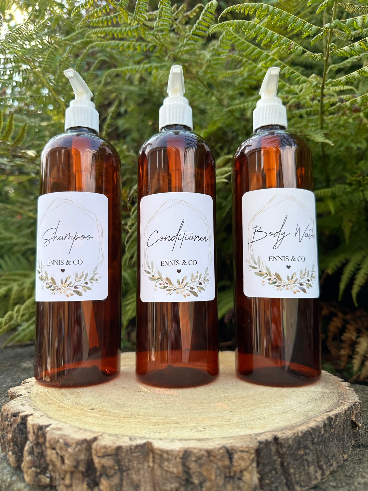 Refillable Personalised Amber Bathroom Bottles - Any Wording 3 or 4 bottles - Surname, Street Name or House Name, Declutter, Reusable