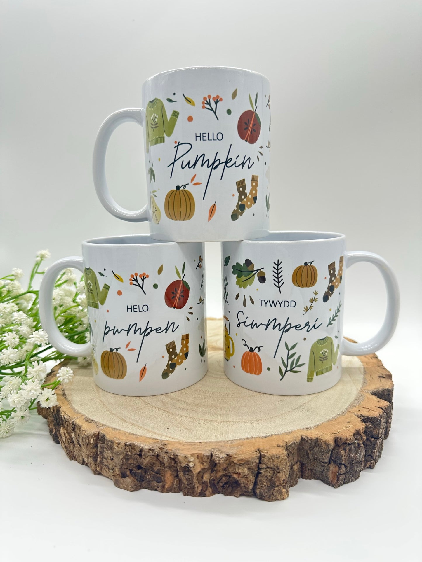 Sweater Weather/Hello Pumpkin Mug - Welsh or English