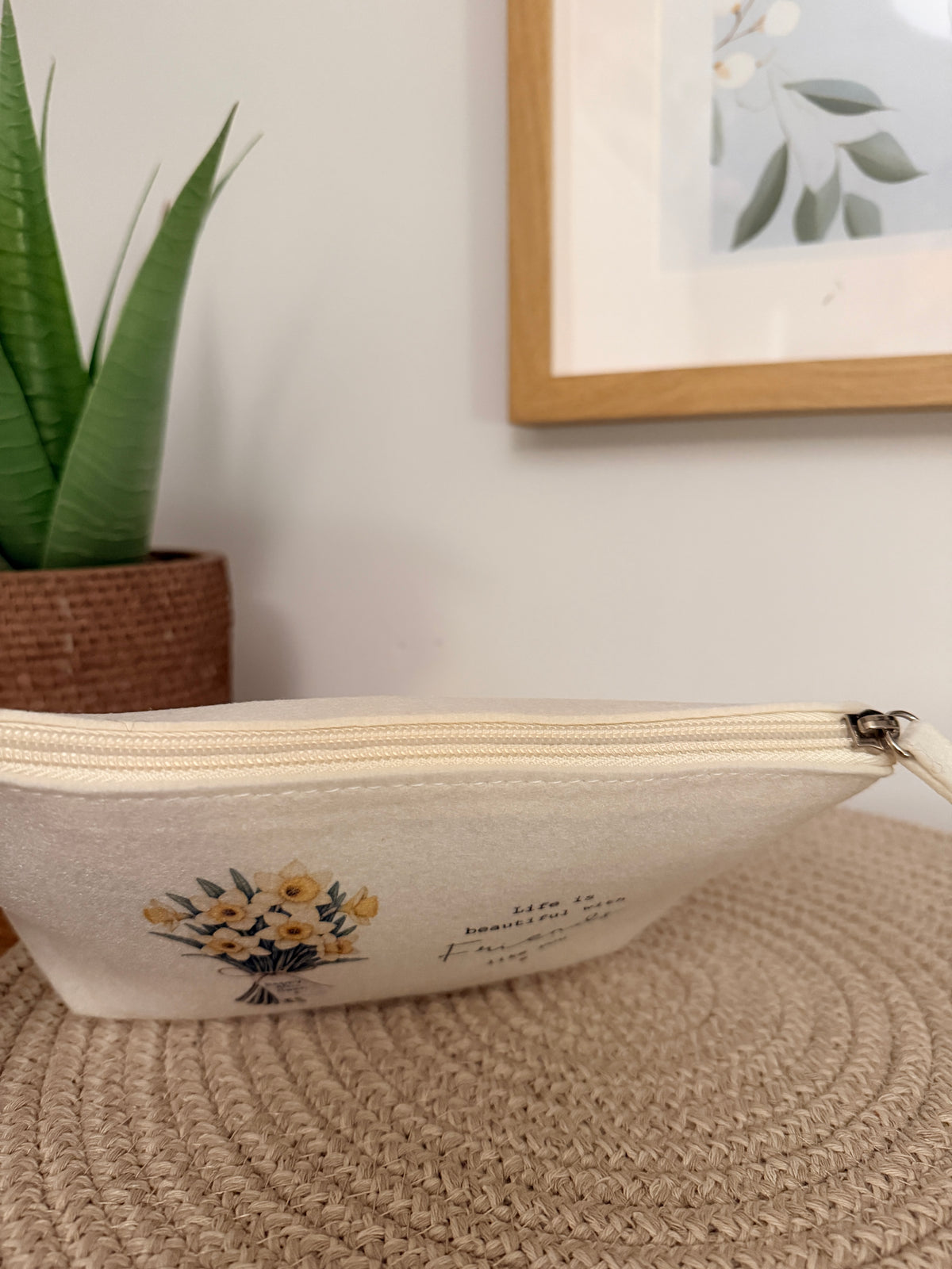 Personalised Makeup & Accessory Bag – Life is beautiful with friends like you, 24 Flower Types