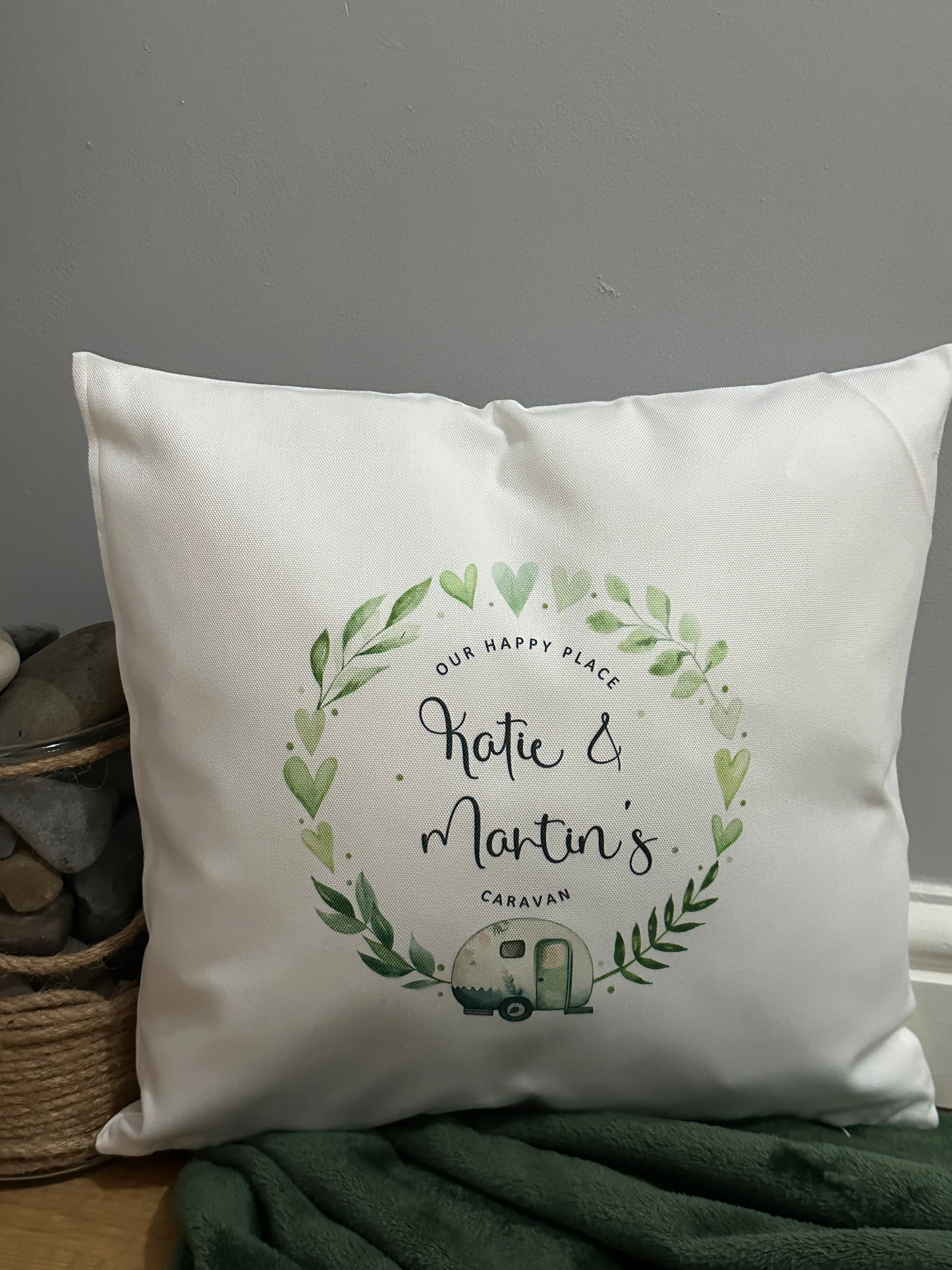 Personalised Caravanning Cushion - Our Happy Place