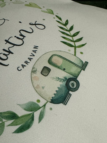 Personalised Caravanning Cushion - Our Happy Place