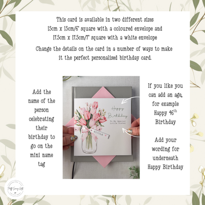 Personalised Birthday Card - Tulips - Mum, Friend, Auntie, Wife, Daughter, Sister
