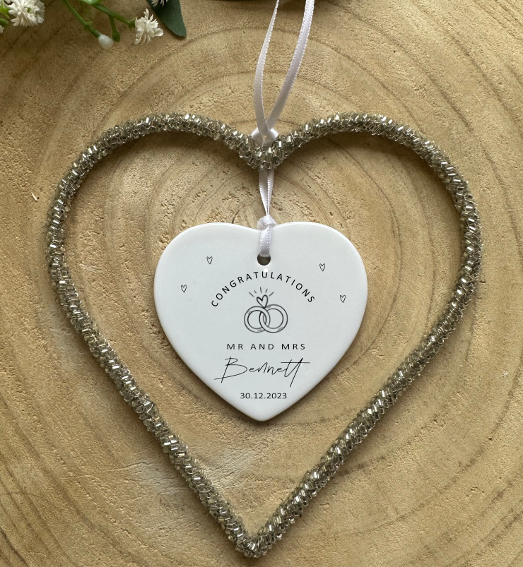 Personalised Wedding Gift | Mr and Mrs Wedding Gift |  | English or Welsh | Congratulations | Llongyfarchidadau | Rings, Cake or Car