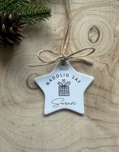 Personalised First Christmas Decoration | Christmas Gift | New Baby | Ceramic Star | English or Welsh | Happy Christmas | Nadolig Cyntaf