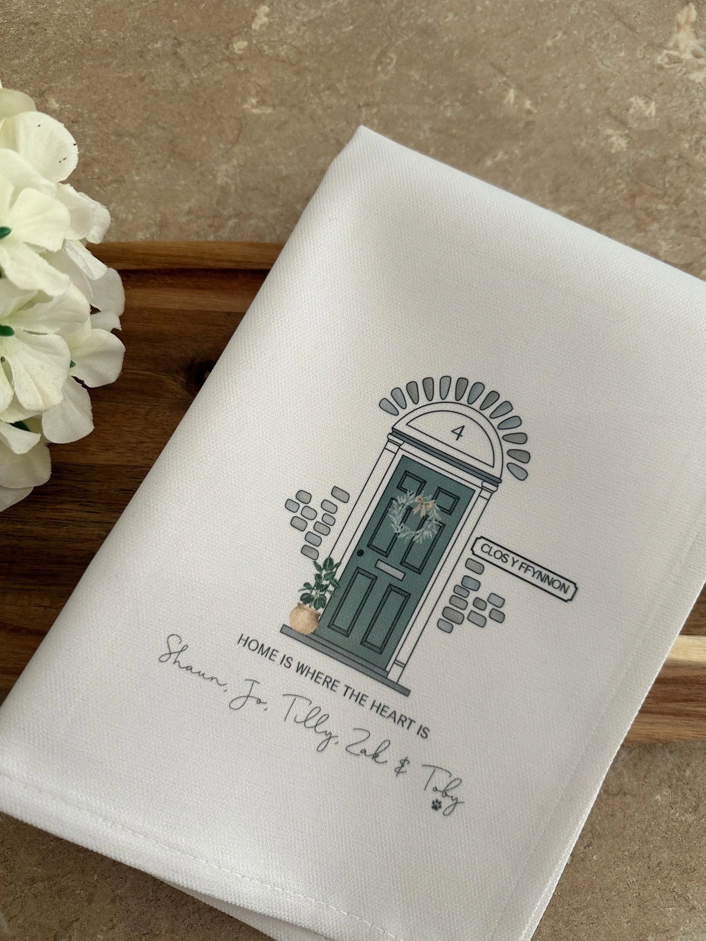Personalised Handmade New Home Tea Towel