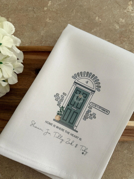 Personalised Handmade New Home Tea Towel