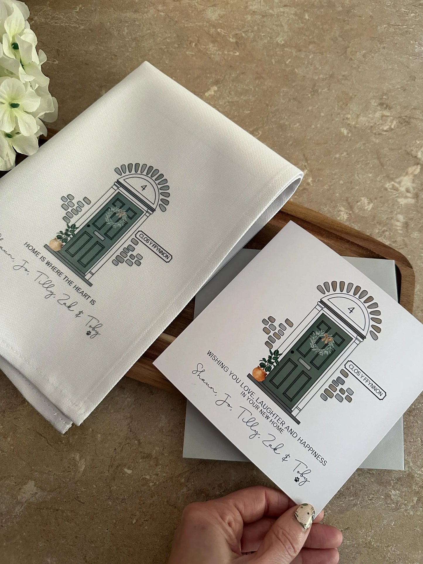 Personalised Handmade New Home Tea Towel