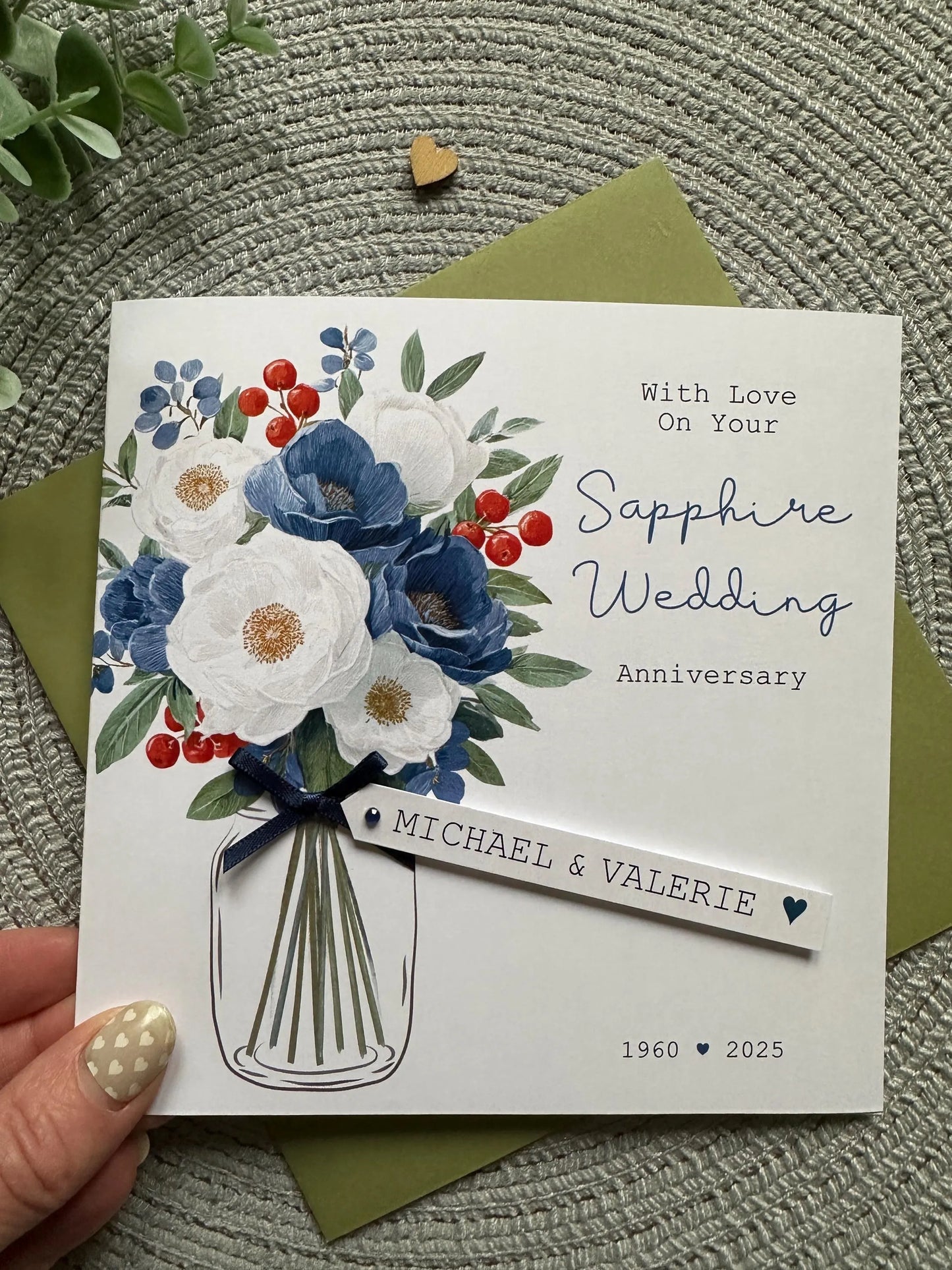 Personalised Anniversary Card, Handmade Floral Wedding Anniversary For Mum Dad Grandparents Friends, Any Years