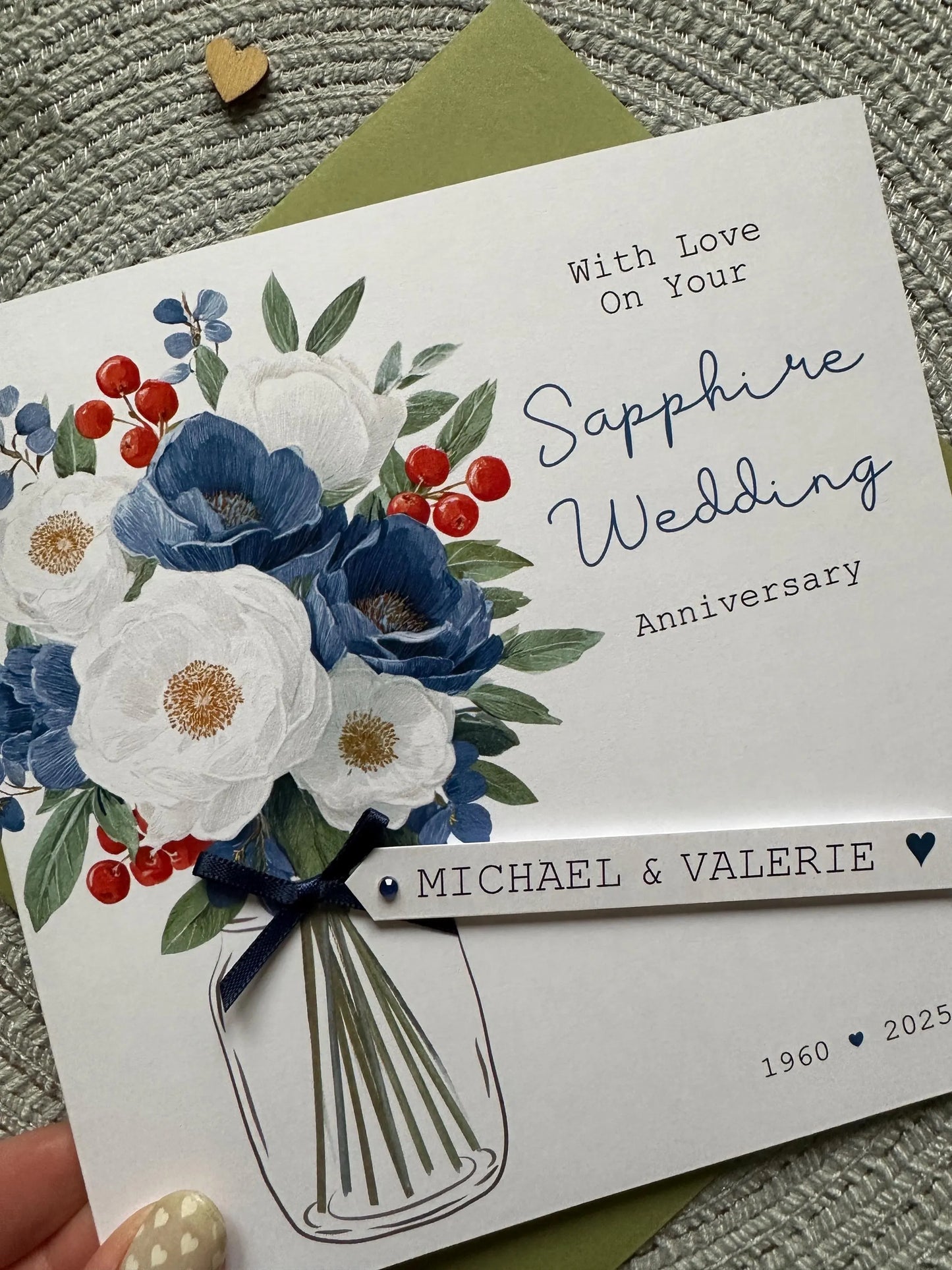 Personalised Anniversary Card, Handmade Floral Wedding Anniversary For Mum Dad Grandparents Friends, Any Years