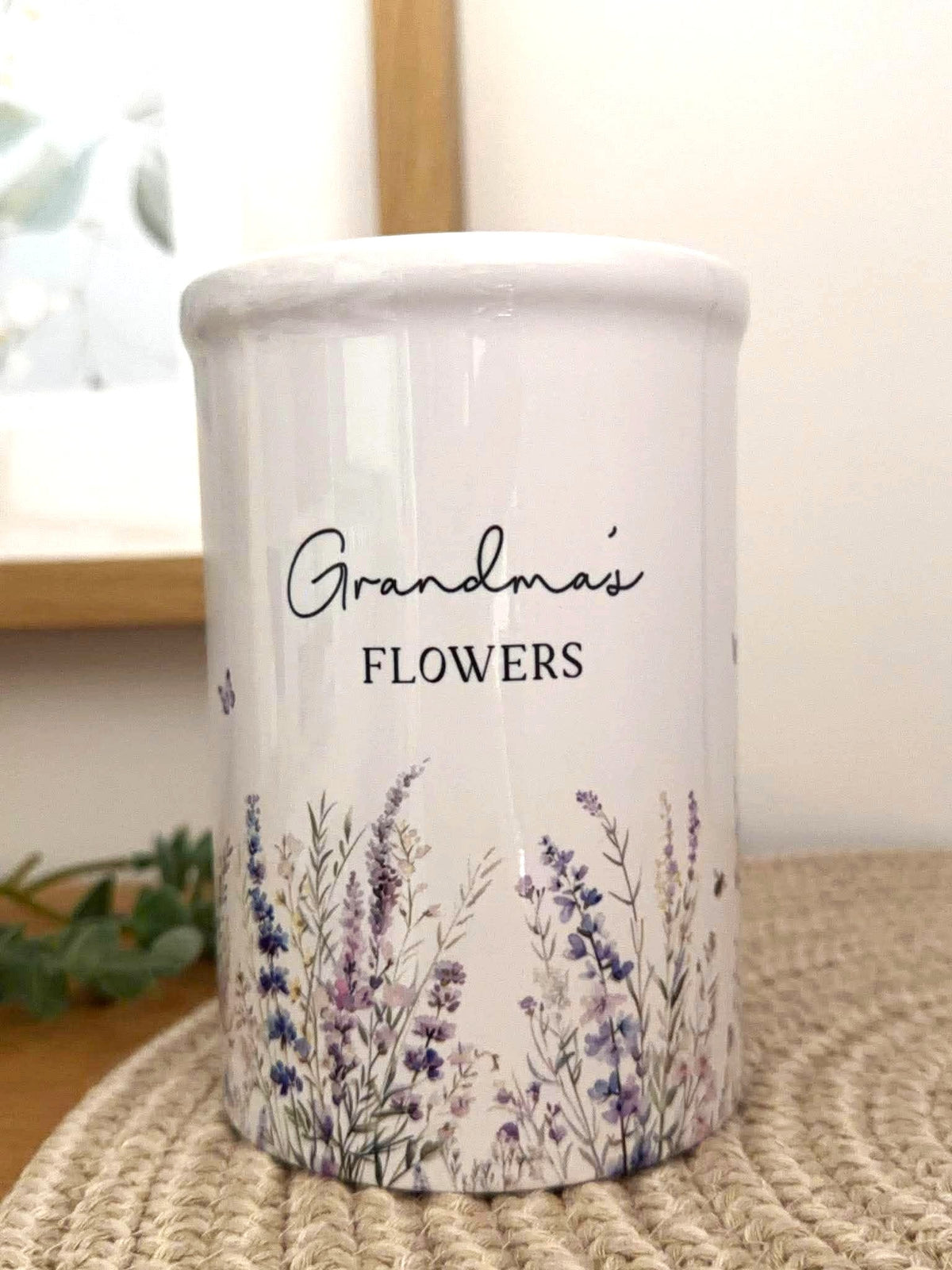 Personalised Ceramic Vase Wildflower Design and Matching Card Option