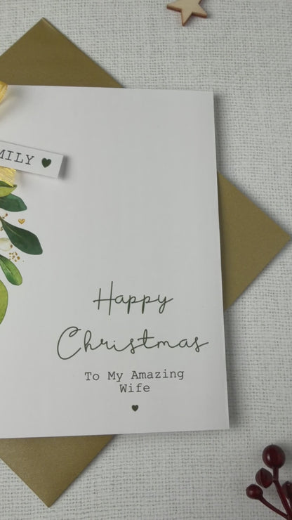 Personalised Mistletoe Christmas Card - For loved one, Husband, Wife, etc
