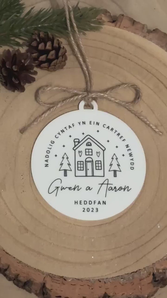 Personalised 1st Christmas In Our New Home Bauble - First Christmas Decoration, Tree Decoration, First Home - English or Welsh