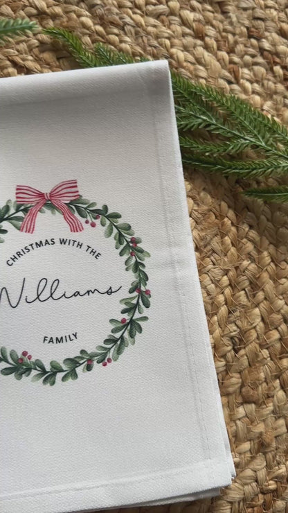 Personalised Christmas Tea Towel; Christmas with the Family