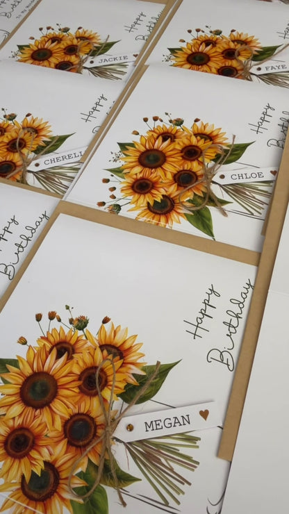 Personalised Sunflower Birthday Card - Card for Mum, Friend, Auntie, Wife, Daughter, Sister