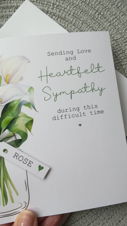 Personalised Lily Sympathy Card - Thinking of you bereavement card