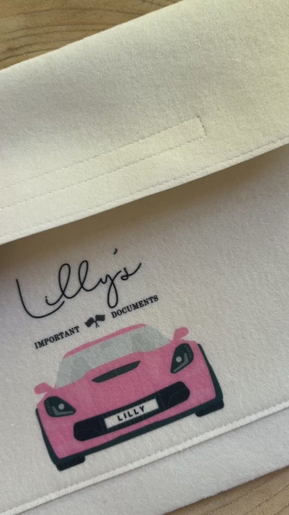 Personalised Car Document Wallet Folder