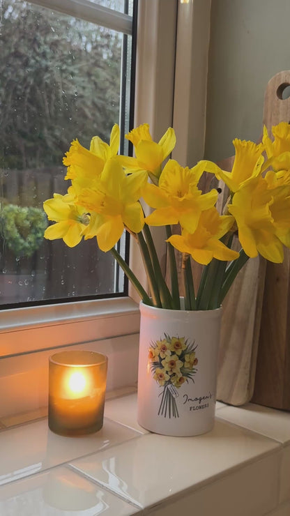 Personalised Ceramic Vase with Daffodil Design