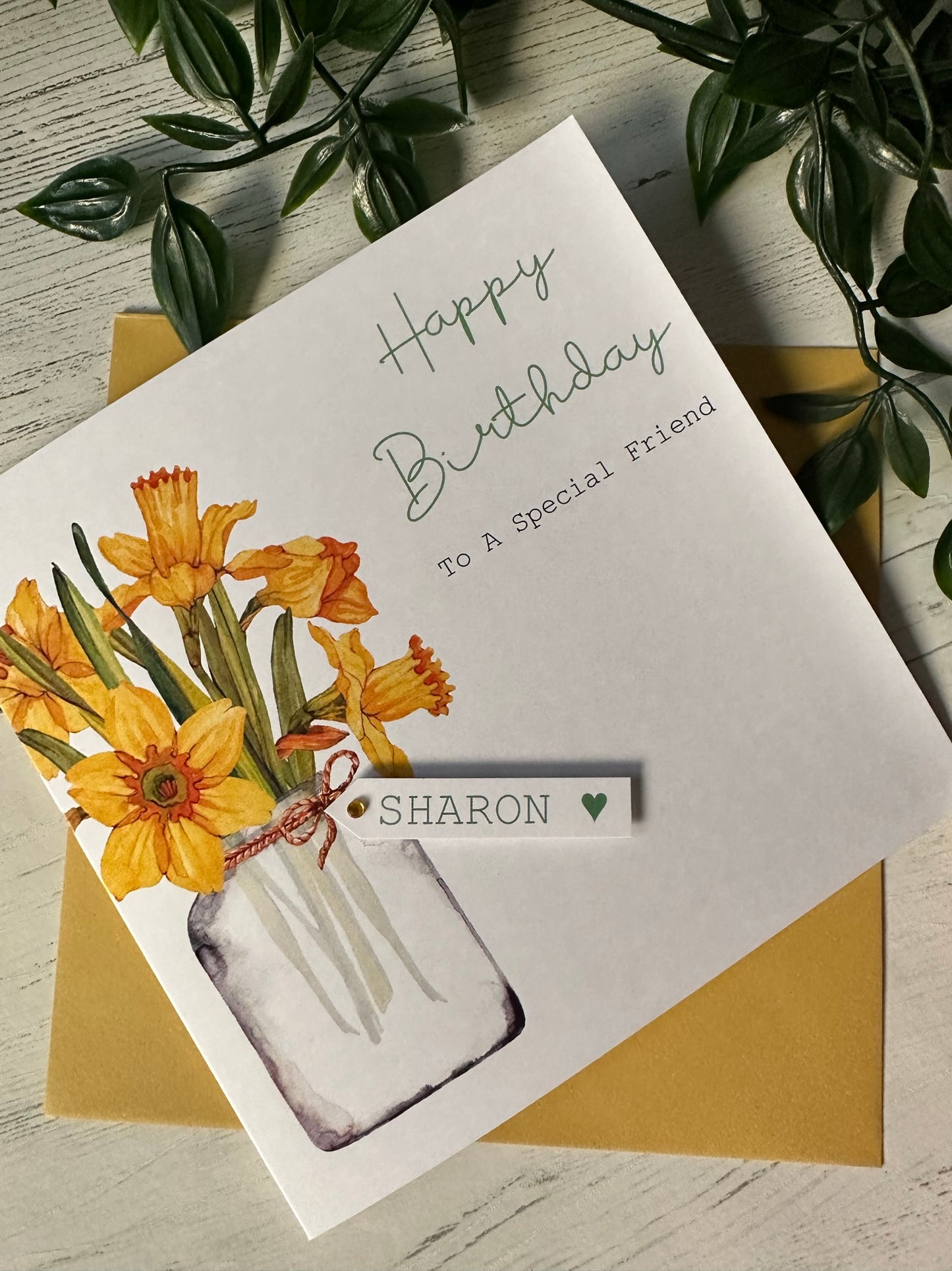 Personalised Birthday Card - Daffodils - Mum, Friend, Auntie, Wife, Daughter