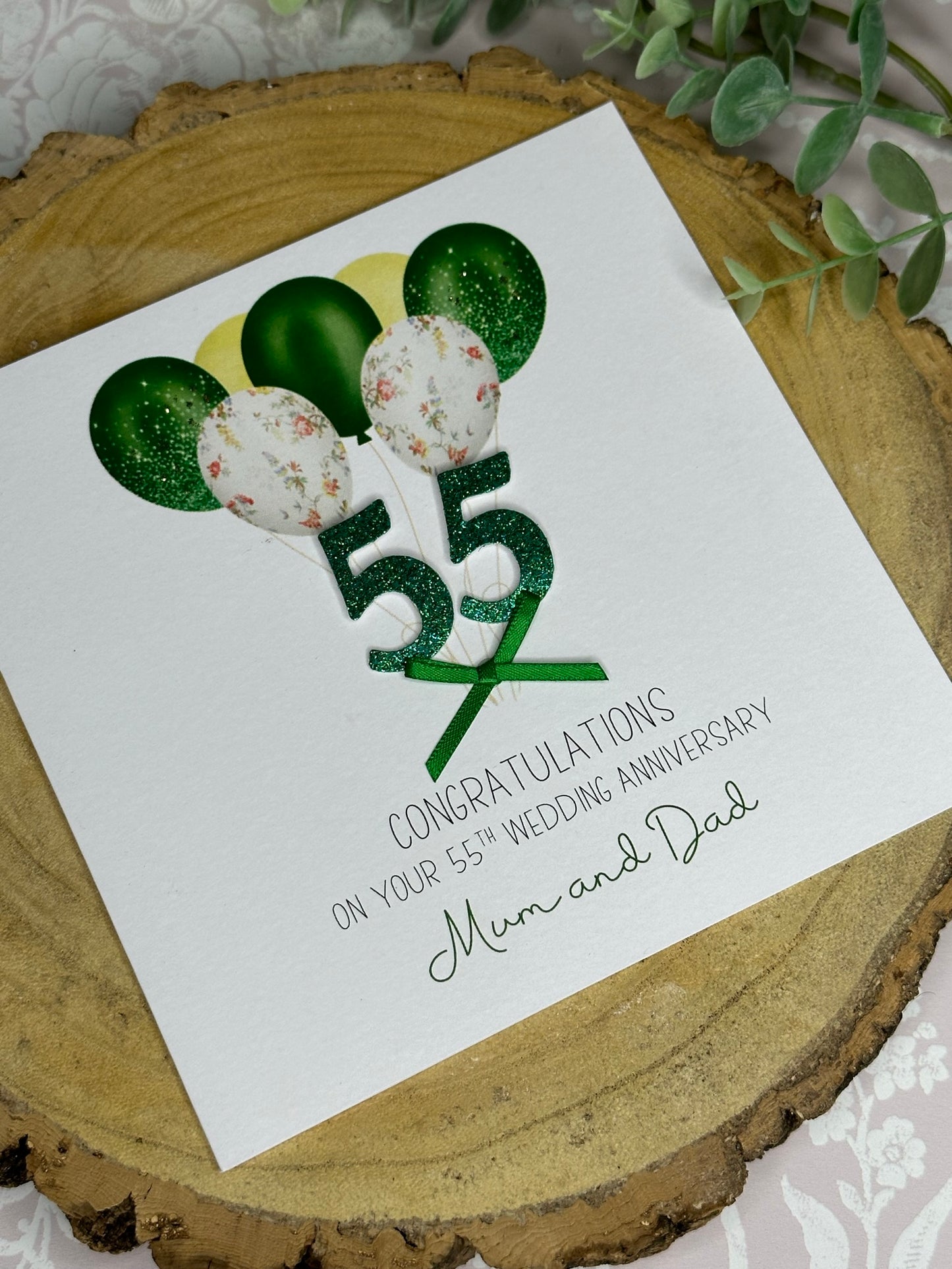 Personalised Anniversary Card - Emerald 55th Anniversary