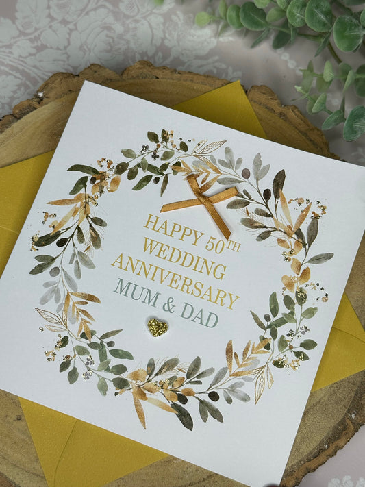 Personalised Anniversary Card - 50 Years - Golden Wedding - Any Names