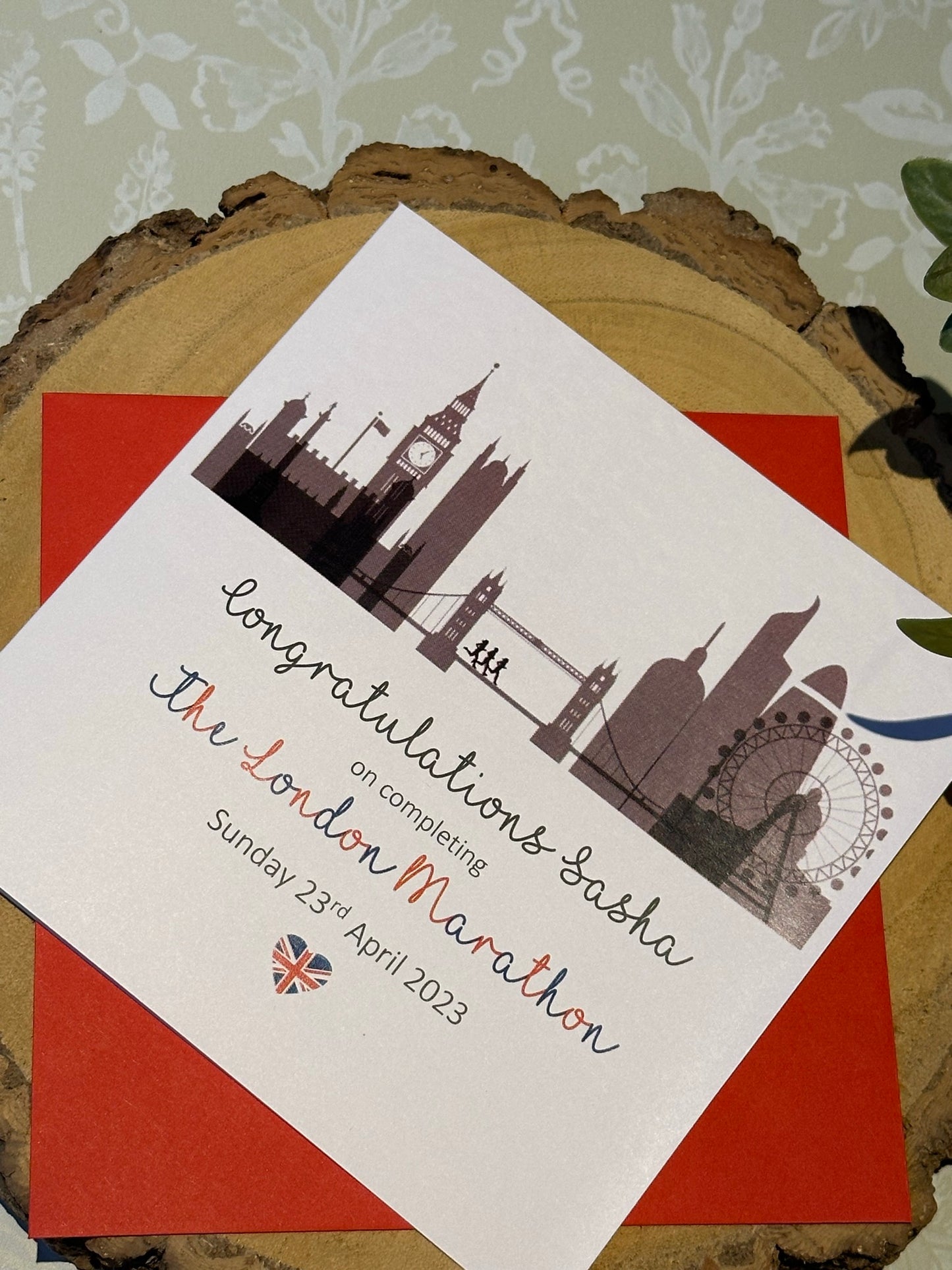 Personalised Handmade Congratulations Card - Running The London Marathon Card