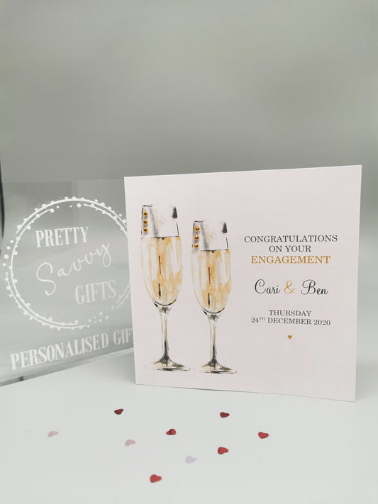 Personalised Engagement Card - Champagne Glasses