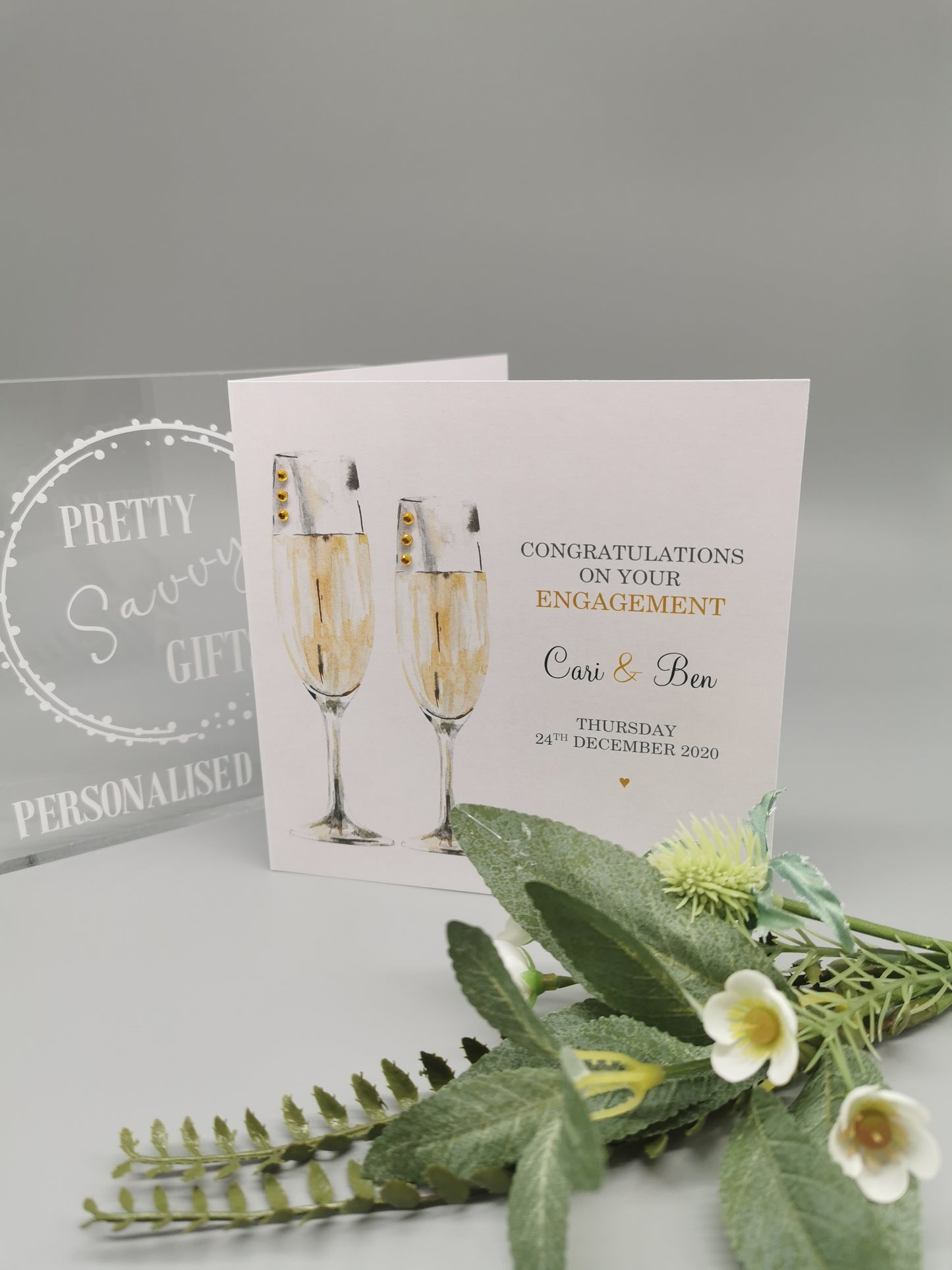 Personalised Engagement Card - Champagne Glasses