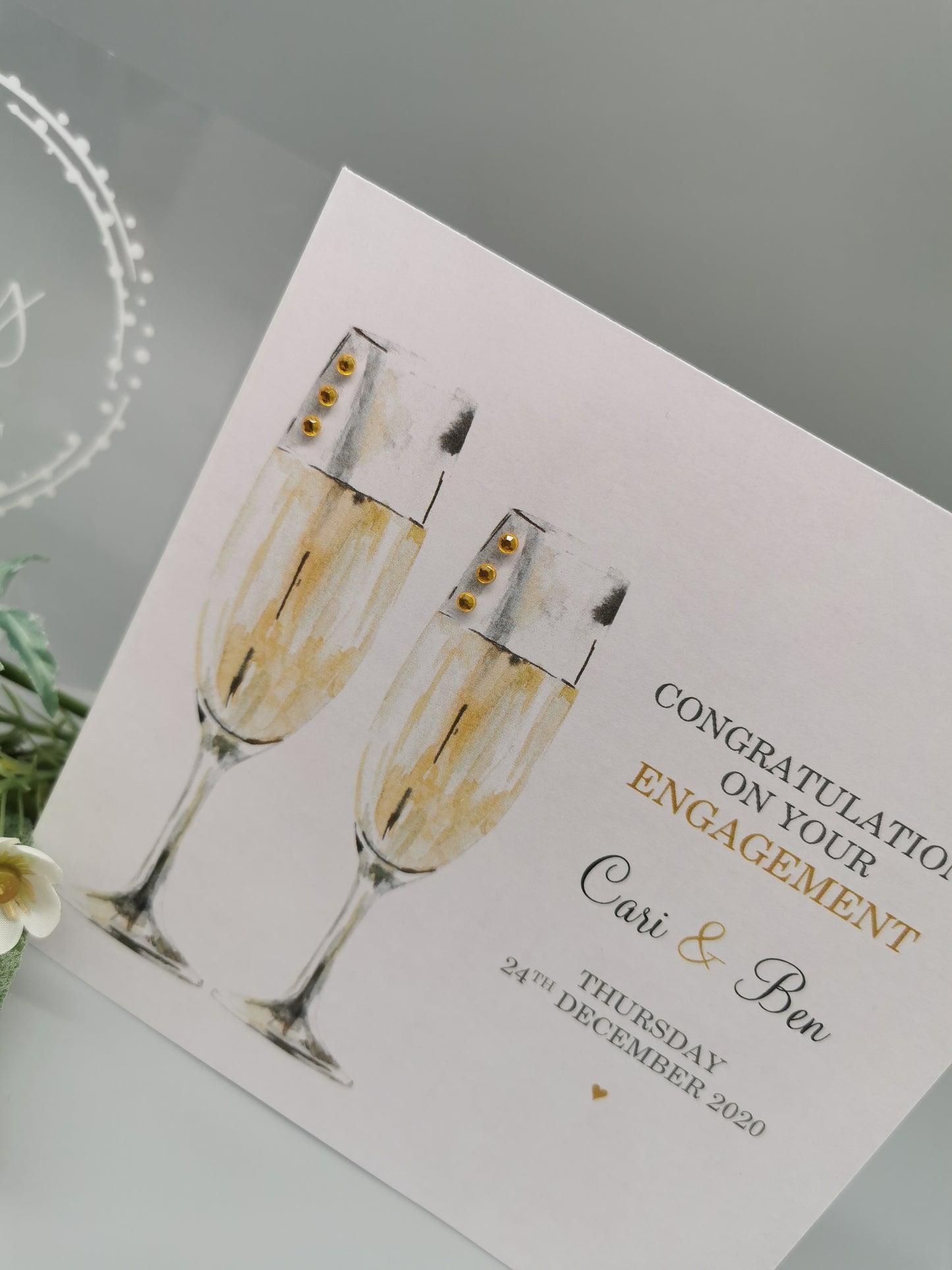 Personalised Engagement Card - Champagne Glasses