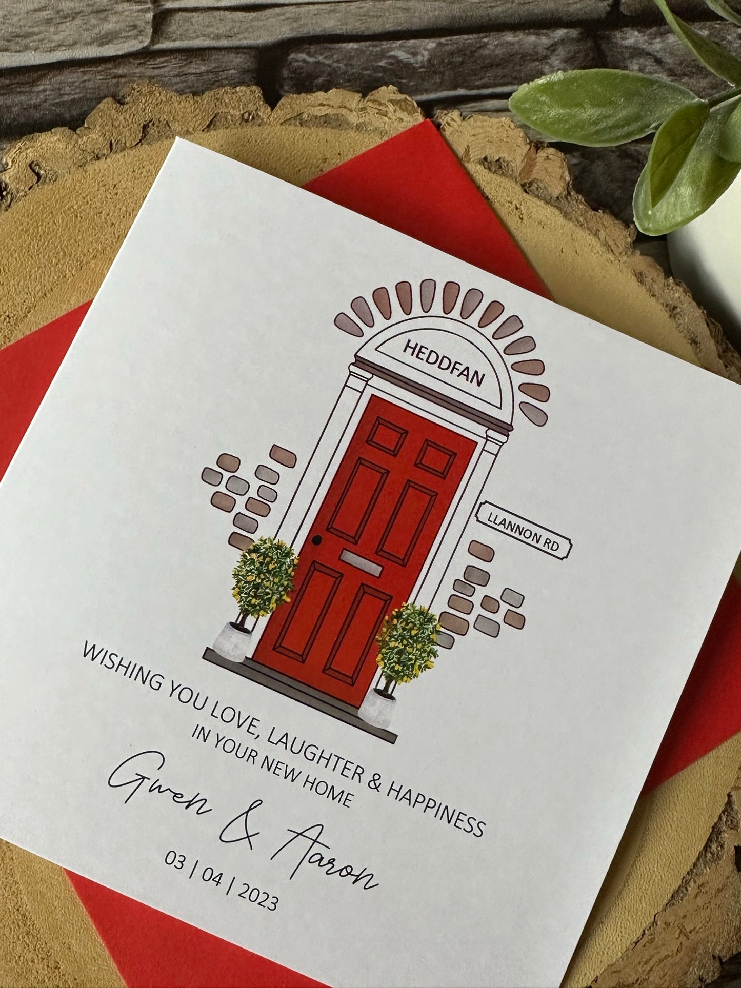 Personalised Handmade New Home card - Front Door and Address - Congratulations and Good Luck